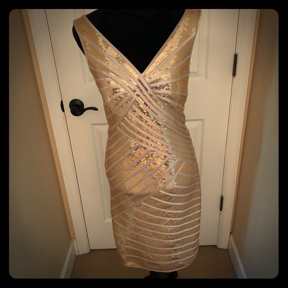 Sleeveless Gold Sequin Dress
